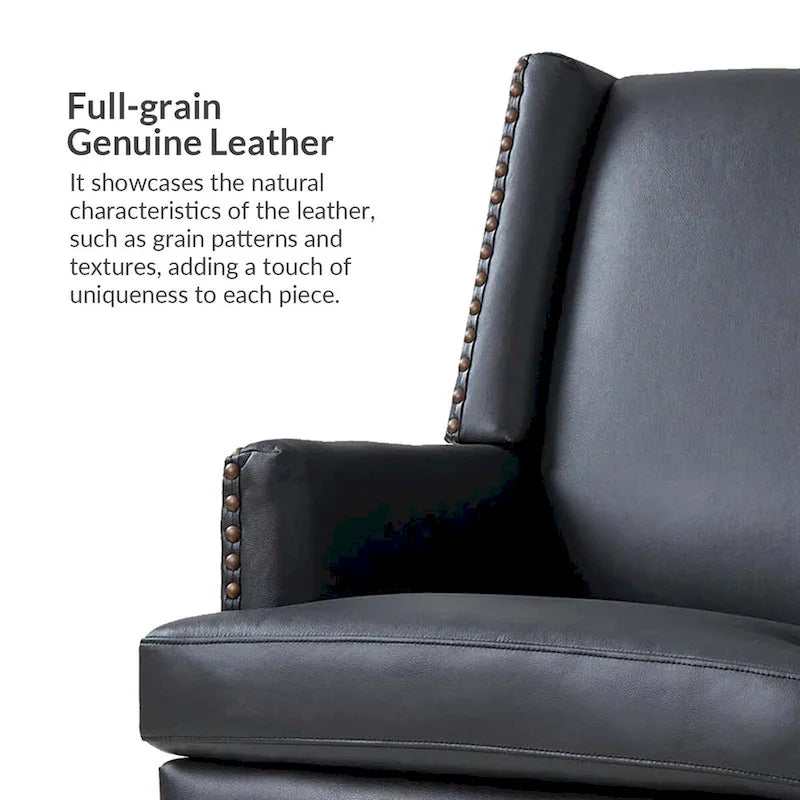Fauteuil Lourdes en cuir véritable avec cadre en bois massif et coussin d'assise amovible, lot de 2 par HULALA HOME