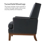 Fauteuil Lourdes en cuir véritable avec cadre en bois massif et coussin d'assise amovible, lot de 2 par HULALA HOME