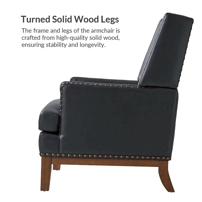 Fauteuil Lourdes en cuir véritable avec cadre en bois massif et coussin d'assise amovible, lot de 2 par HULALA HOME