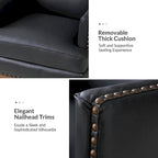 Fauteuil Lourdes en cuir véritable avec cadre en bois massif et coussin d'assise amovible, lot de 2 par HULALA HOME