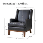 Fauteuil Lourdes en cuir véritable avec cadre en bois massif et coussin d'assise amovible, lot de 2 par HULALA HOME