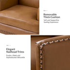 Fauteuil Lourdes en cuir véritable avec cadre en bois massif et coussin d'assise amovible, lot de 2 par HULALA HOME