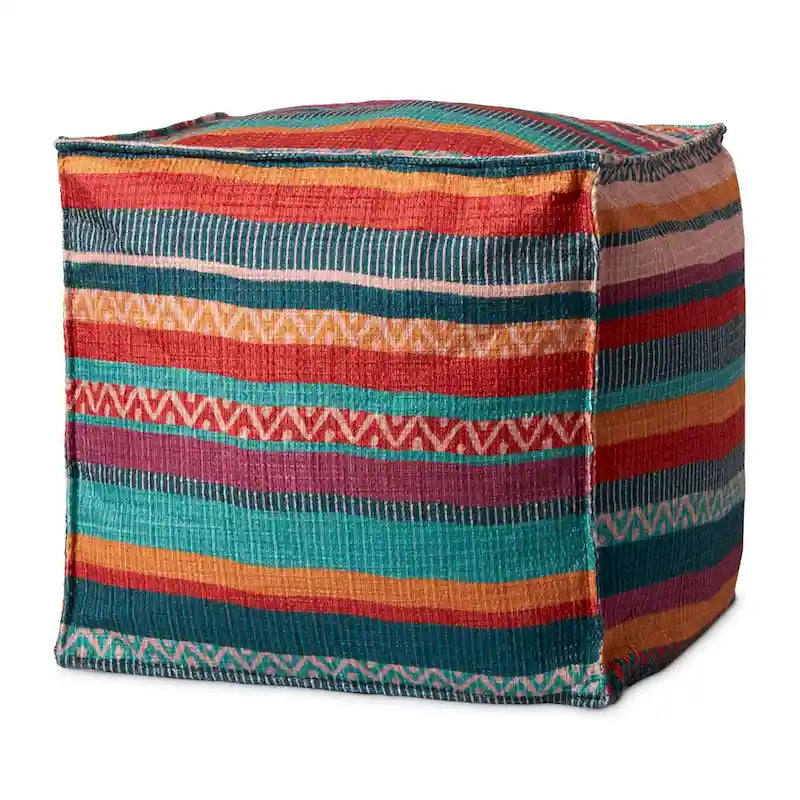 Pouf Alexander Home rayé bohème du Sud-Ouest