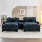Canapé d'angle en chenille de 112,6 po avec deux poufs amovibles