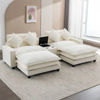 Canapé d'angle en chenille de 112,6 po avec deux poufs amovibles