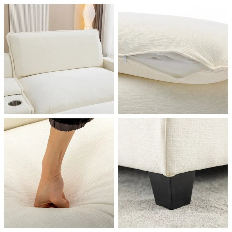 Canapé d'angle en chenille de 112,6 po avec deux poufs amovibles
