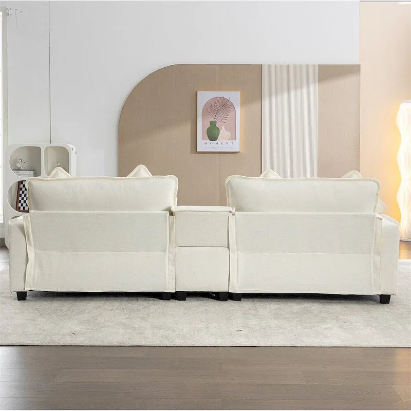 Canapé d'angle en chenille de 112,6 po avec deux poufs amovibles