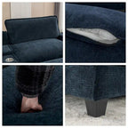 Canapé d'angle en chenille de 112,6 po avec deux poufs amovibles