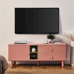 Meuble TV à tiroirs avec porte, armoire de rangement, commode, commode en bois avec poignée en cuir