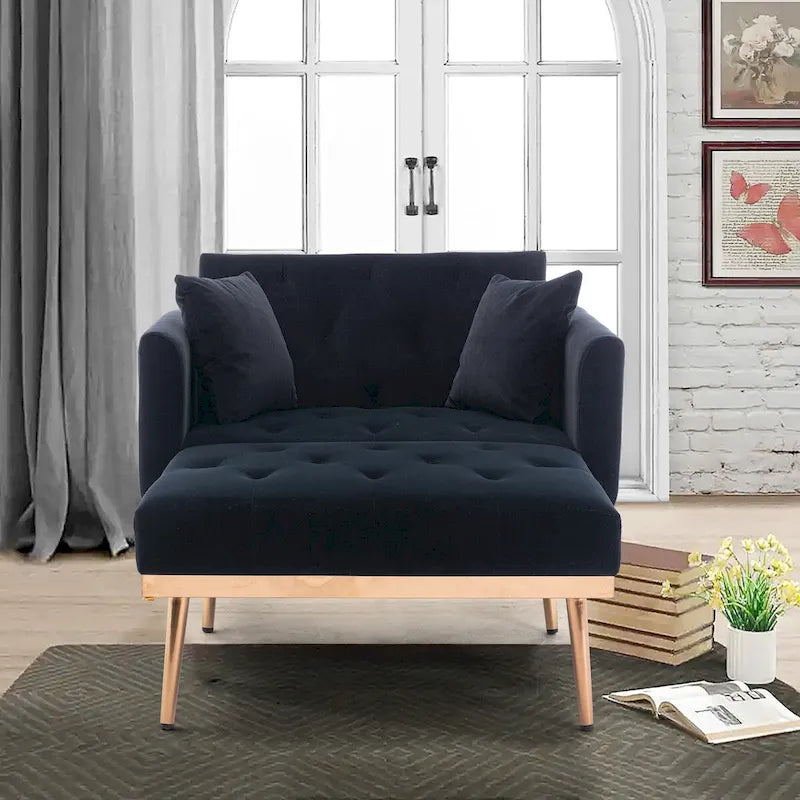 Chaise longue/fauteuil d'appoint, bords incurvés, rembourrée de mousse épaisse et recouverte d'un tissu de haute qualité