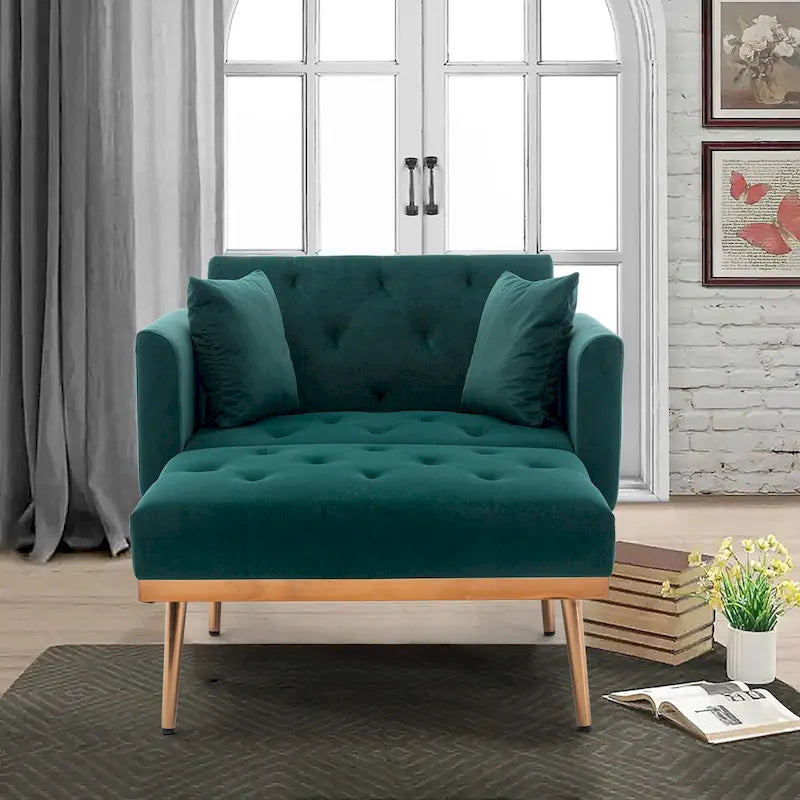 Chaise longue/fauteuil d'appoint, bords incurvés, rembourrée de mousse épaisse et recouverte d'un tissu de haute qualité