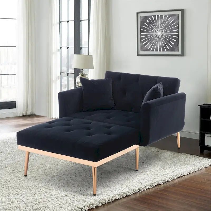 Chaise longue/fauteuil d'appoint, bords incurvés, rembourrée de mousse épaisse et recouverte d'un tissu de haute qualité