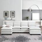 Canapé d'angle en U 6 places, convertible avec coussins lombaires pour salon, appartement