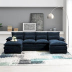 Canapé d'angle en U 6 places, convertible avec coussins lombaires pour salon, appartement