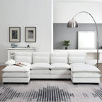 Canapé d'angle en U 6 places, convertible avec coussins lombaires pour salon, appartement