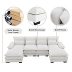 Canapé d'angle en U 6 places, convertible avec coussins lombaires pour salon, appartement