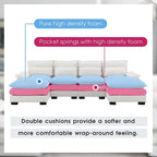 Canapé d'angle en U 6 places, convertible avec coussins lombaires pour salon, appartement