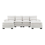 Canapé d'angle en U 6 places, convertible avec coussins lombaires pour salon, appartement