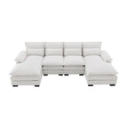 Canapé d'angle en U 6 places, convertible avec coussins lombaires pour salon, appartement