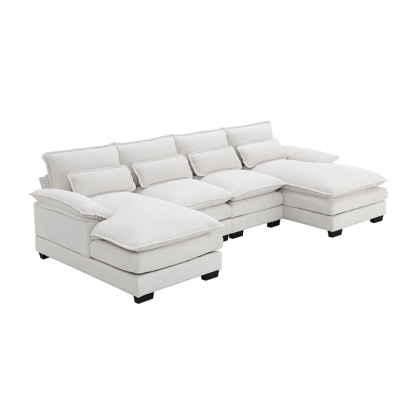 Canapé d'angle en U 6 places, convertible avec coussins lombaires pour salon, appartement
