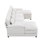 Canapé d'angle en U 6 places, convertible avec coussins lombaires pour salon, appartement
