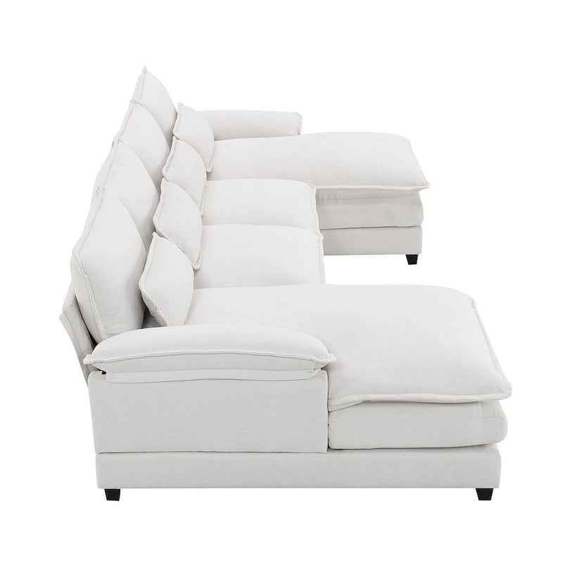 Canapé d'angle en U 6 places, convertible avec coussins lombaires pour salon, appartement