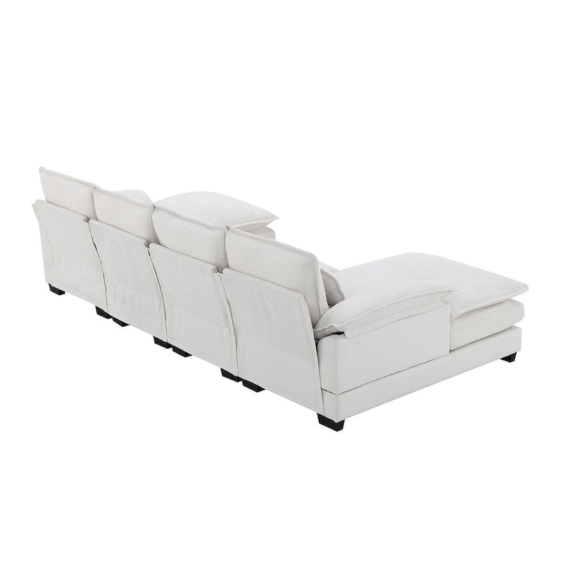 Canapé d'angle en U 6 places, convertible avec coussins lombaires pour salon, appartement