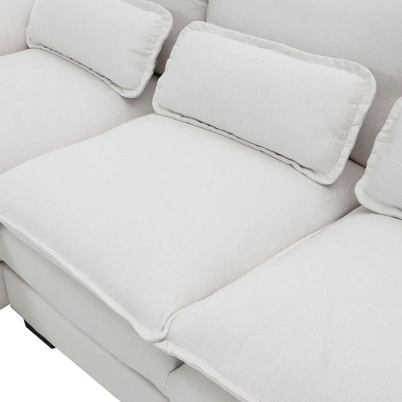 Canapé d'angle en U 6 places, convertible avec coussins lombaires pour salon, appartement