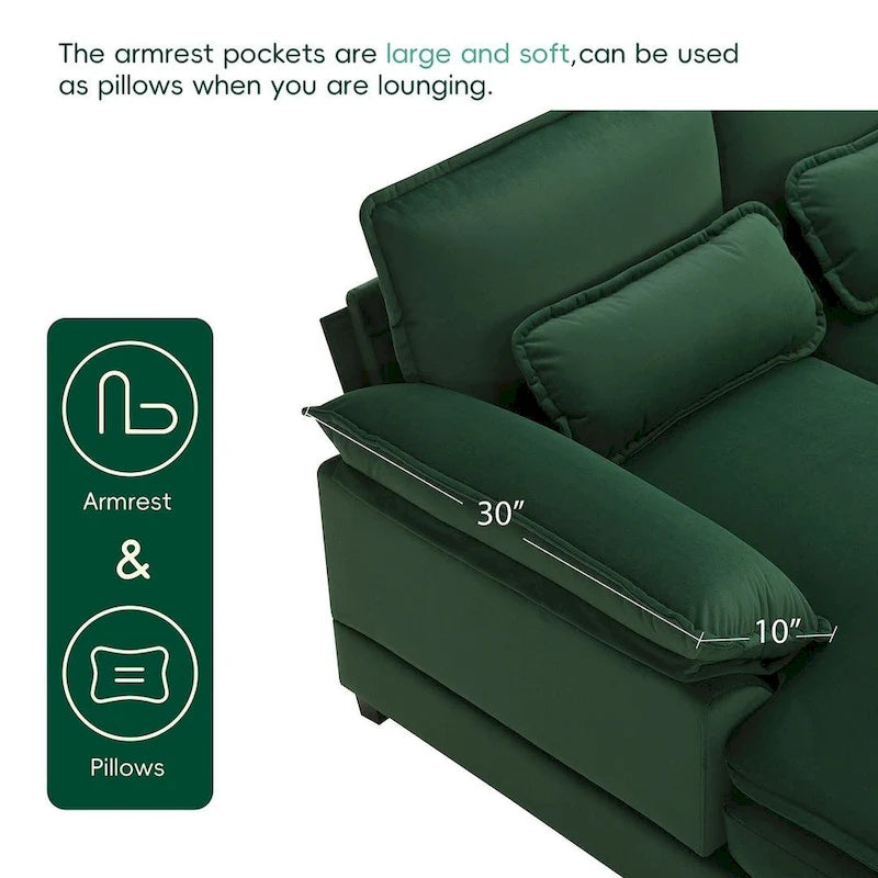 Canapé d'angle en U 6 places, convertible avec coussins lombaires pour salon, appartement