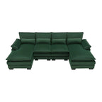 Canapé d'angle en U 6 places, convertible avec coussins lombaires pour salon, appartement