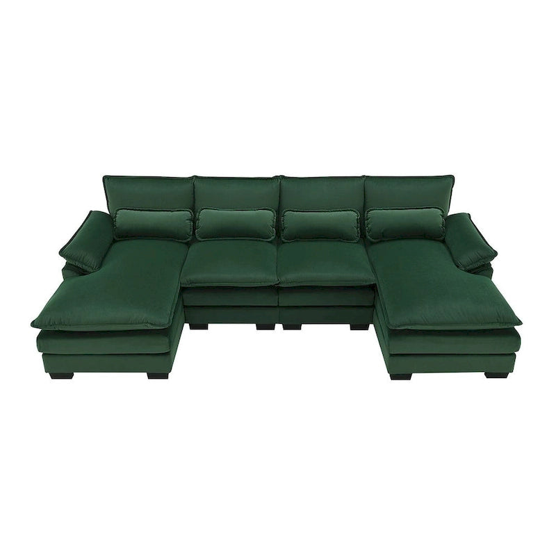 Canapé d'angle en U 6 places, convertible avec coussins lombaires pour salon, appartement