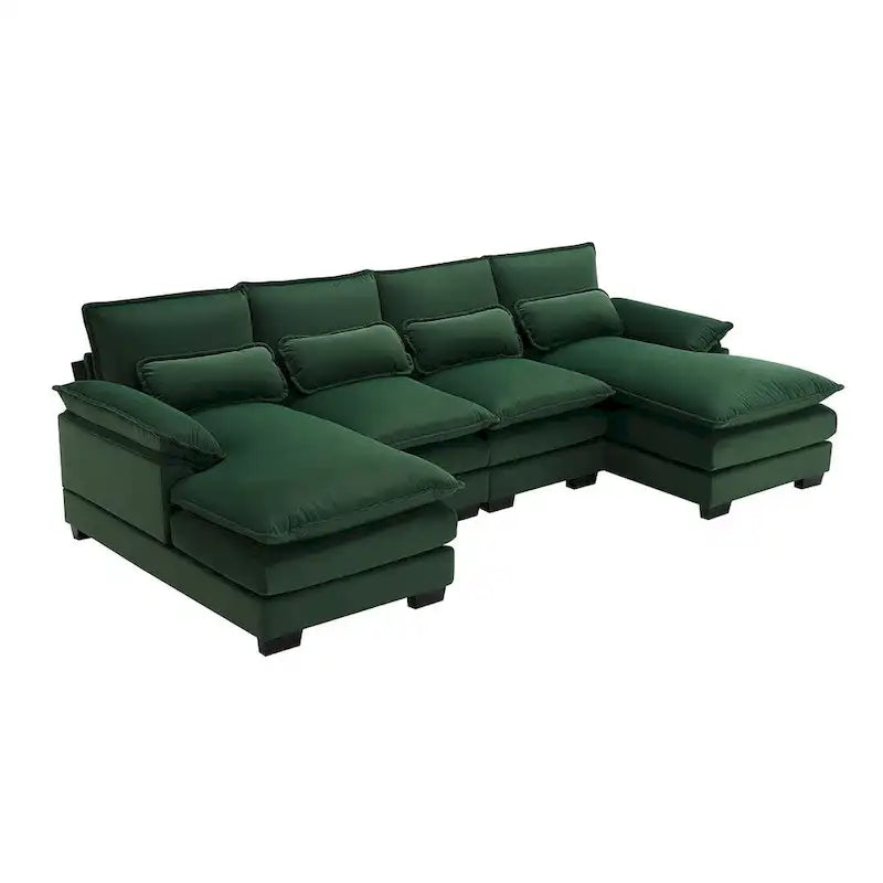 Canapé d'angle en U 6 places, convertible avec coussins lombaires pour salon, appartement