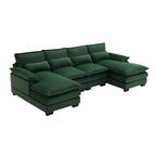 Canapé d'angle en U 6 places, convertible avec coussins lombaires pour salon, appartement