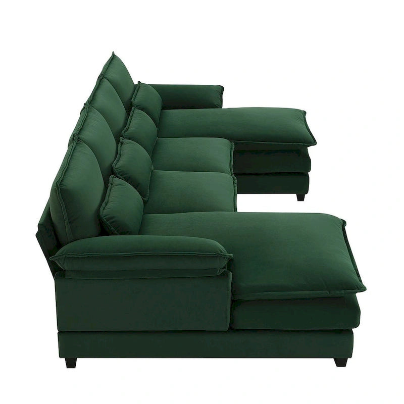Canapé d'angle en U 6 places, convertible avec coussins lombaires pour salon, appartement