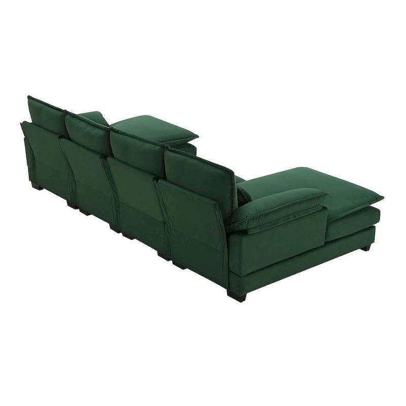 Canapé d'angle en U 6 places, convertible avec coussins lombaires pour salon, appartement