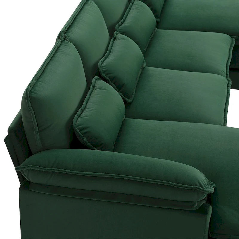 Canapé d'angle en U 6 places, convertible avec coussins lombaires pour salon, appartement
