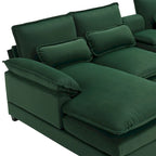 Canapé d'angle en U 6 places, convertible avec coussins lombaires pour salon, appartement