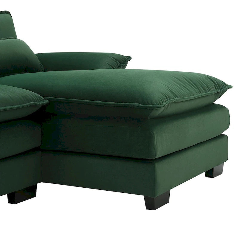 Canapé d'angle en U 6 places, convertible avec coussins lombaires pour salon, appartement