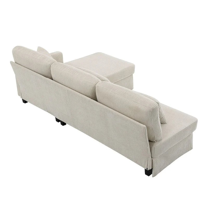 Canapé d'angle en L convertible avec méridienne réversible et rangement pour salon