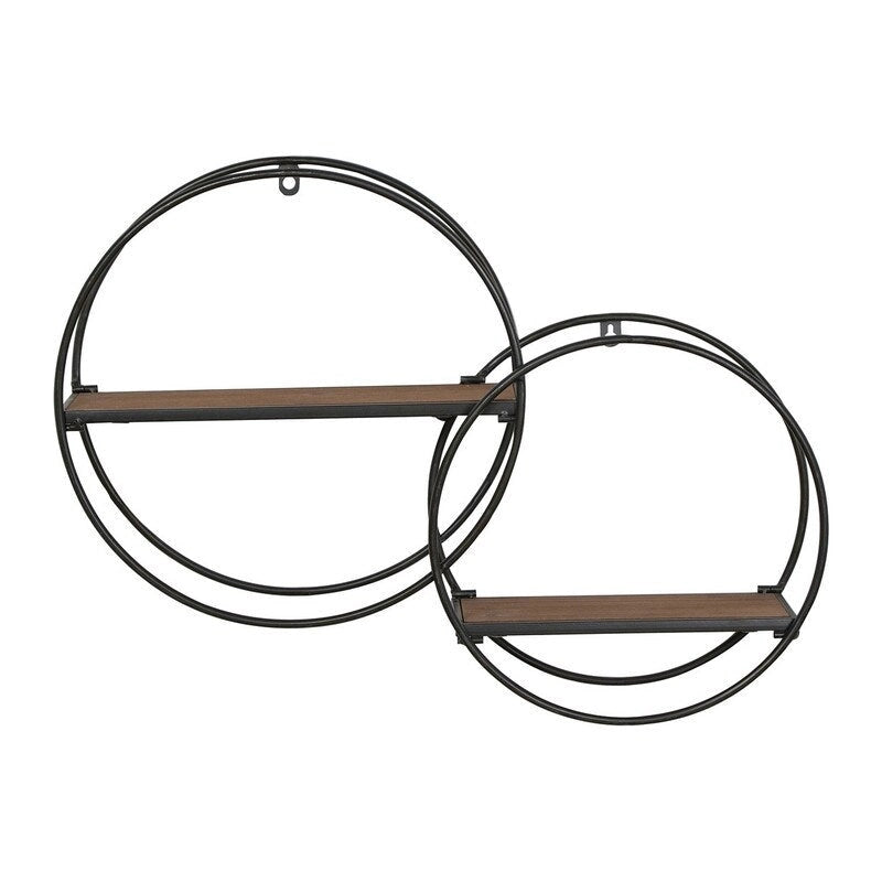Étagère murale moderne ronde en bois et métal Isabella - 17.25H x 23L x 5.5P