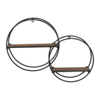 Étagère murale moderne ronde en bois et métal Isabella - 17.25H x 23L x 5.5P