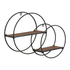 Étagère murale moderne ronde en bois et métal Isabella - 17.25H x 23L x 5.5P