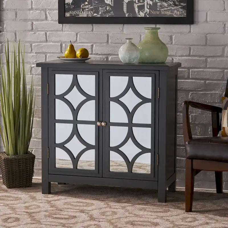 Meuble double porte à finition miroir