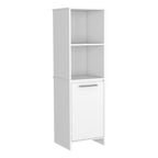 Garde-manger de cuisine Feery, Armoire à porte unique, Étagères intérieures et extérieures, Finition blanche