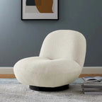 Fauteuil pivotant Kindred en bouclette avec piètement en métal noir mat
