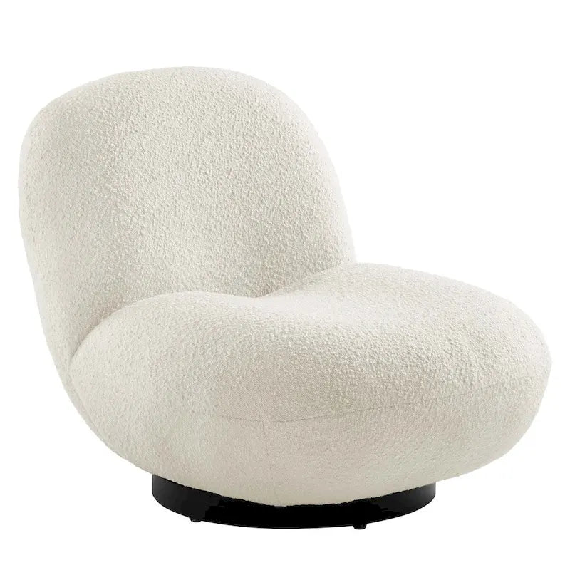 Fauteuil pivotant Kindred en bouclette avec piètement en métal noir mat