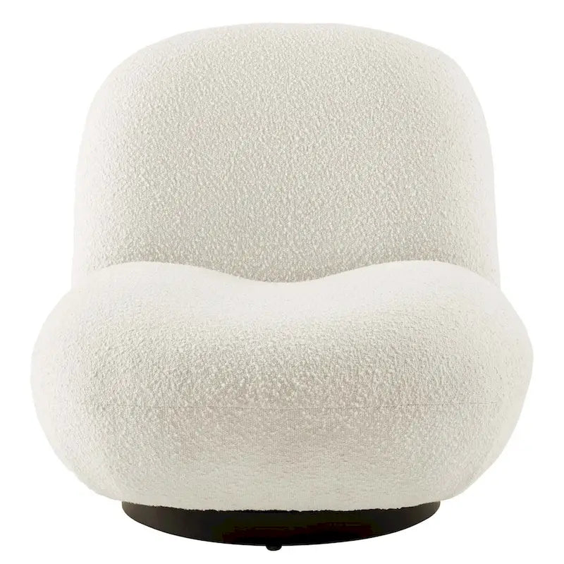 Fauteuil pivotant Kindred en bouclette avec piètement en métal noir mat