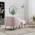Fauteuil d'appoint moderne en velours avec ottoman pour salon/chambre à coucher/salon de manucure