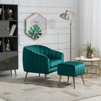 Fauteuil d'appoint moderne en velours avec ottoman pour salon/chambre à coucher/salon de manucure