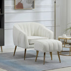 Fauteuil d'appoint moderne en velours avec ottoman pour salon/chambre à coucher/salon de manucure